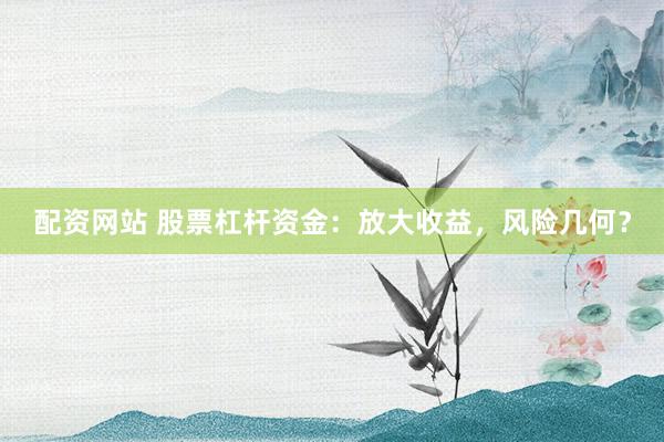 配资网站 股票杠杆资金：放大收益，风险几何？