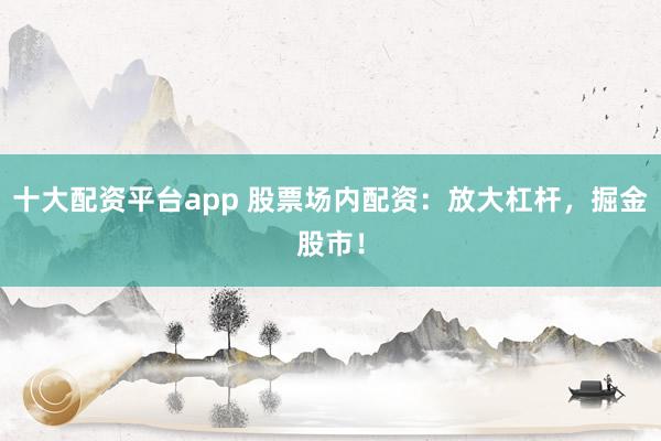 十大配资平台app 股票场内配资：放大杠杆，掘金股市！