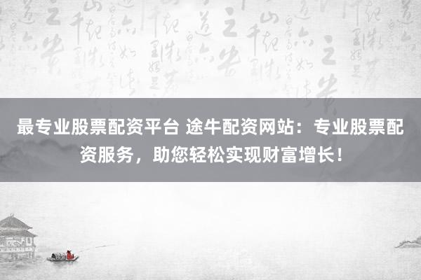 最专业股票配资平台 途牛配资网站：专业股票配资服务，助您轻松实现财富增长！