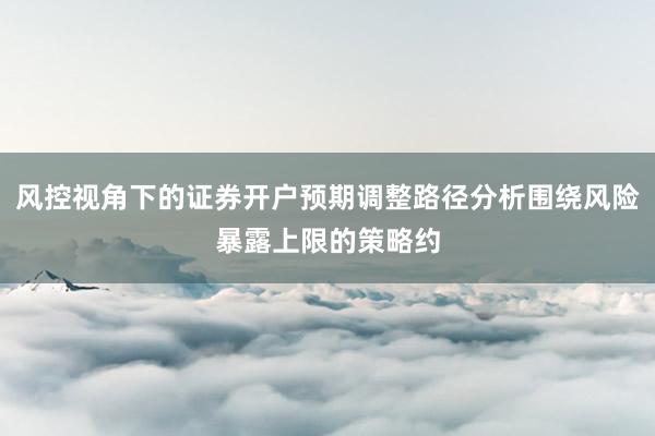 风控视角下的证券开户预期调整路径分析围绕风险暴露上限的策略约