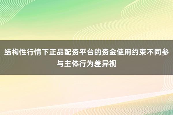 结构性行情下正品配资平台的资金使用约束不同参与主体行为差异视