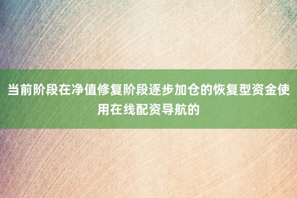 当前阶段在净值修复阶段逐步加仓的恢复型资金使用在线配资导航的