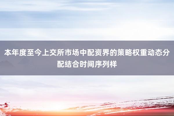 本年度至今上交所市场中配资界的策略权重动态分配结合时间序列样
