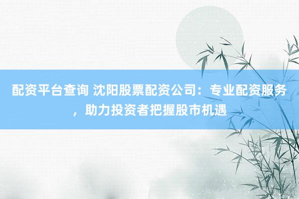 配资平台查询 沈阳股票配资公司：专业配资服务，助力投资者把握股市机遇