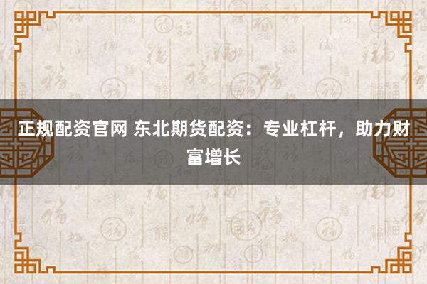 正规配资官网 东北期货配资：专业杠杆，助力财富增长